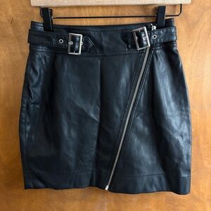 Urban Outfitters Black Faux Leather Asymmetrical Zip MIcro Mini Skirt Moto Goth
